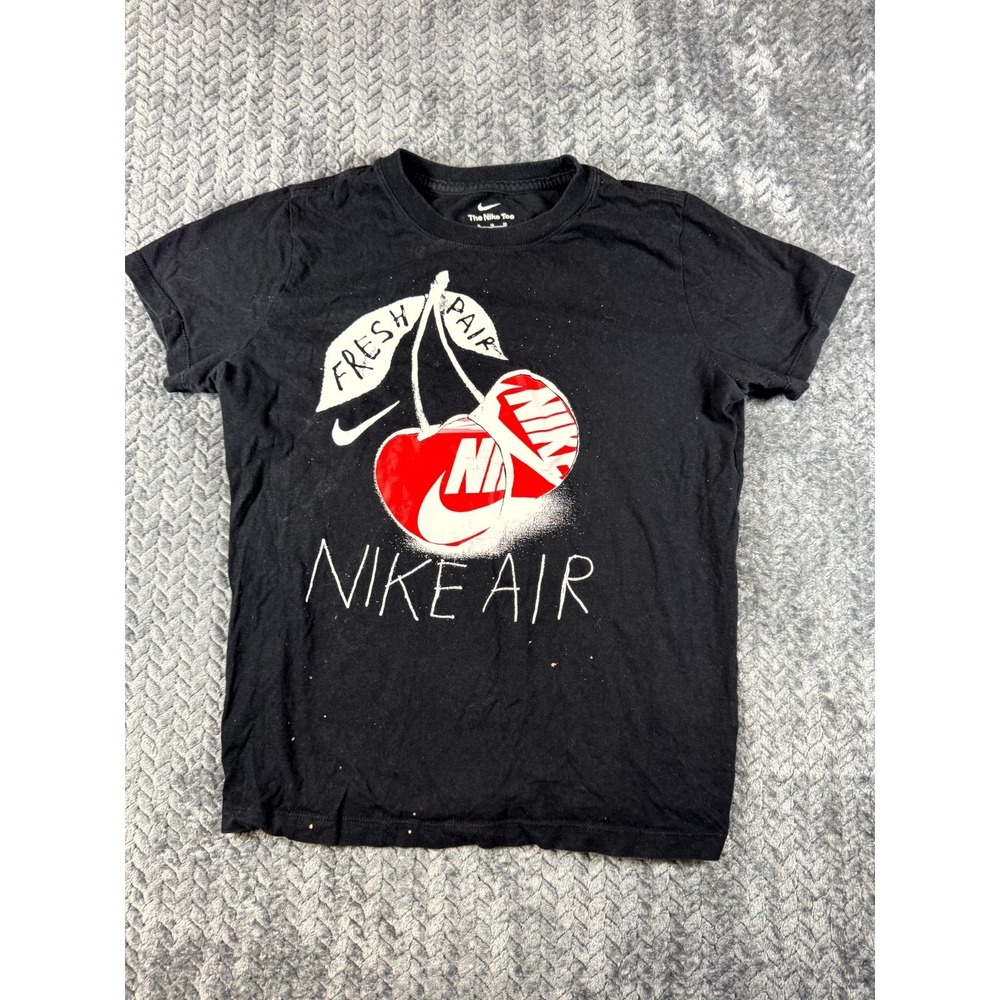Nike Air T Shirt Womens XL Black Cotton Fresh Pair Apples Graphic Crew Neck